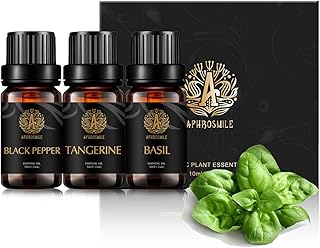 Aromatherapy Tangerine Essential Oil Set for Diffuser, 3X10ml 100% Pure Basil Essential Oil Kit for Humidifier - Tangerine, Basil, Black Pepper Essential Oil Set, Aromatherapy Black Pepper Oils Kit