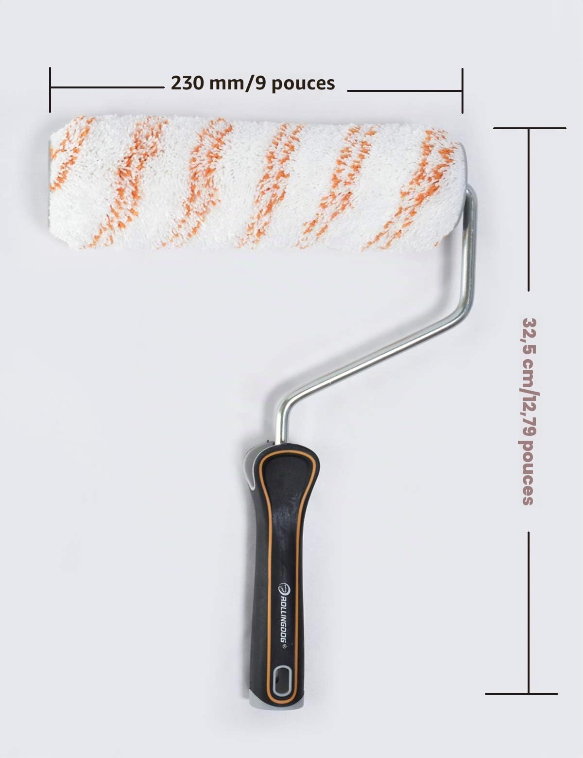 ROLLINGDOG Rouleau de Peinture Professionnel 22,8 cm avec 3 Manchons en Microfibre Non Pelucheux Pour le Mur et le Plafond