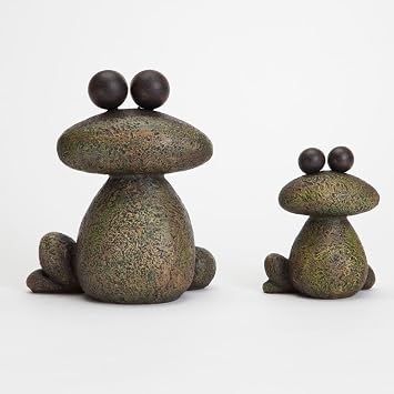 Bits and Pieces - Two Frogs Garden Sculptures for Lawn or Patio - Waterproof Garden Decor Set - Frog Statues Minimalistic Design
