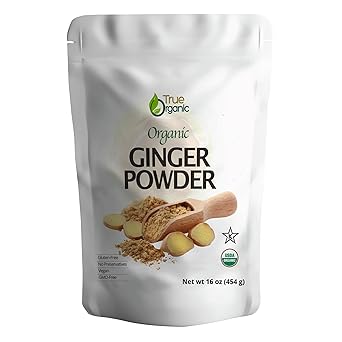 True Organic Ceylon Ginger Powder, 1 Pound Bulk Bag, Certified USDA Organic & Kosher, Non-GMO, Organic Ginger Powder Pure Ceylon Quality,Great for Baking, Cooking & Tea.
