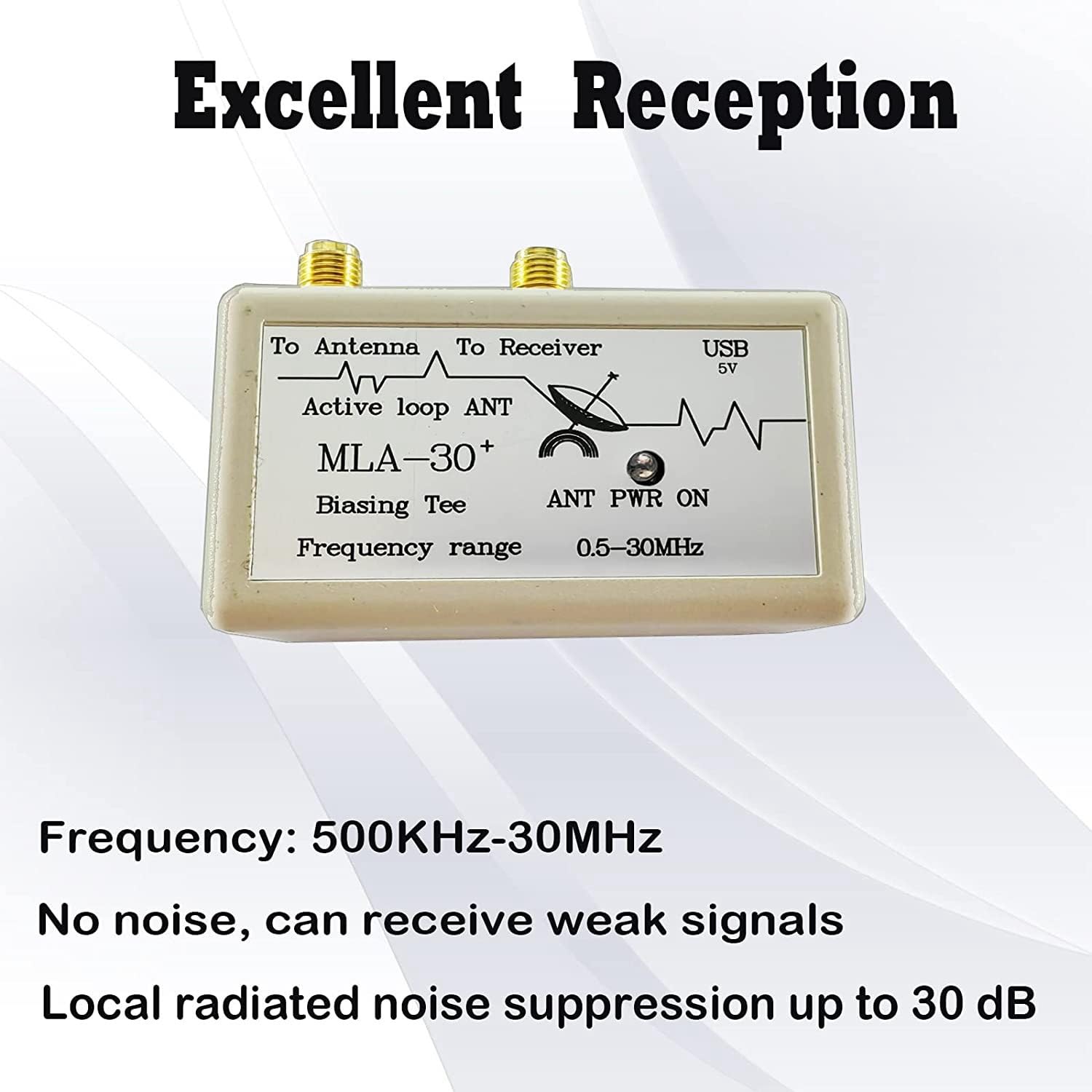 Antenne Boucle -30+, Antenne de RéCeption Active 0,5-30 MHz pour Radio à Ondes Moyennes Courtes HA SDR, Toit, Balcon