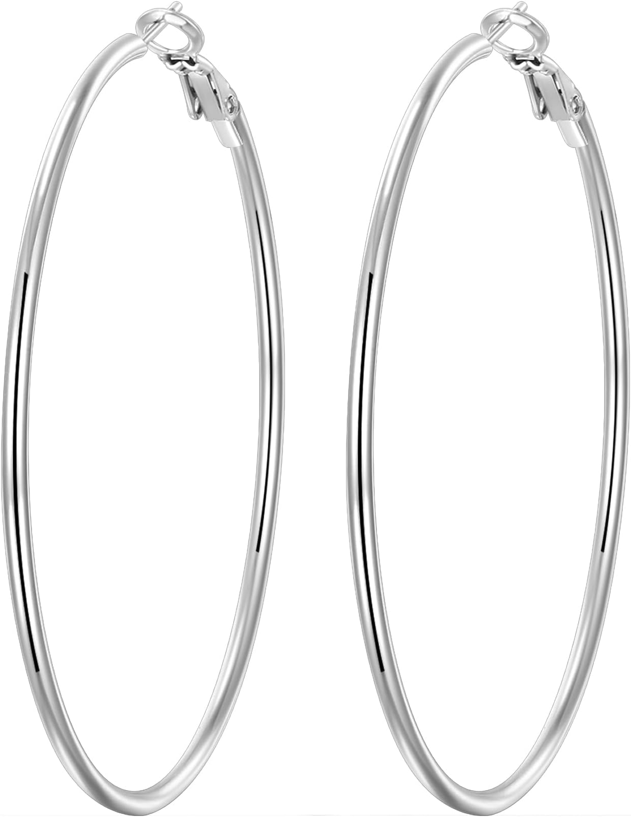 4 Pairs Silver Gold Hoop Earrings for Women | 14K Gold Plated Hoop Earrings Set Hypoallergenic Earring Lightweight Dangle Earrings Set