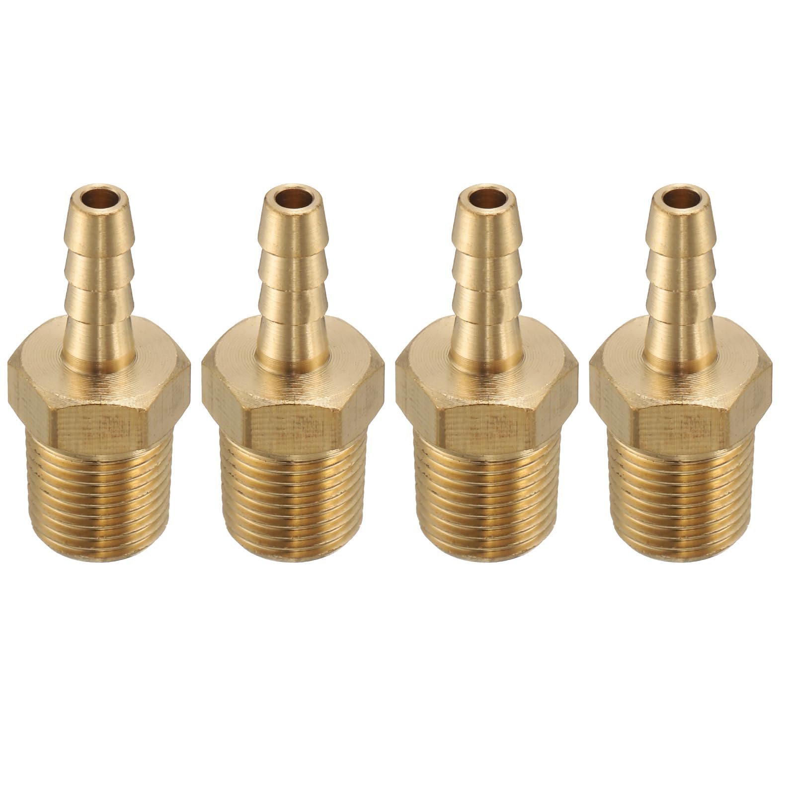 sourcing map 4pcs Brass Barbed Fitting 1/8" NPT Male to 1/8" Hose ID for Home Brew Pipe Fitting Direct Thread Tower Connector Durable Construction