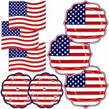 Patriotic Plates and Napkins, 150pcs 4th of July Party Tableware Set,American Flag Disposable Napkin