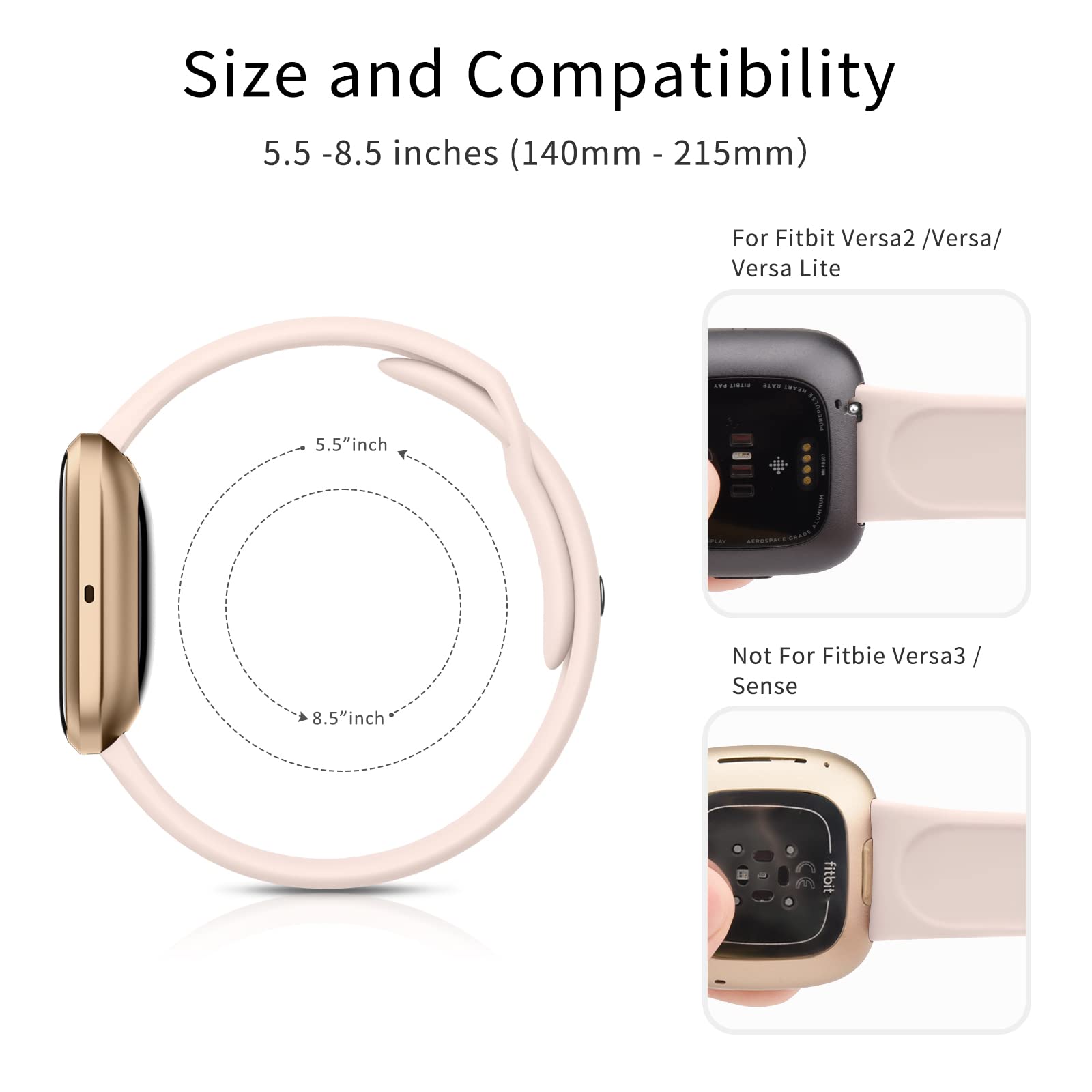 Correa para Fitbit Versa 2/Versa/Versa Lite, Pulsera de Repuesto Ajustable - 3 Piezas