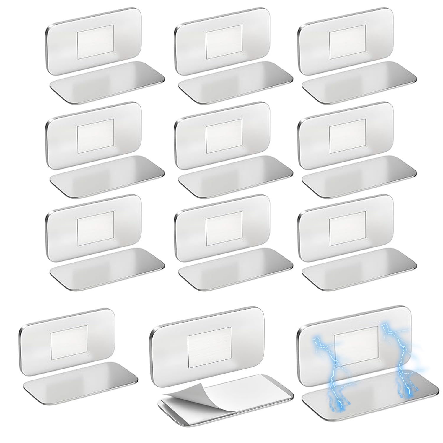 Axvrav Silver 12 Pairs Of Magnetic Catch Furniture Door, Magnetic Door Closer For Cabinet Doors, Strong Cupboard Magnets, Ultra Thin Door Magnet, Self-Adhesive Magnetic Closure For Drawers, Kitchen Cabinets
