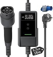 dé Type 2 Schuko 3.7 kW elektromos autó töltőkábel 15m LCD kijelzővel 1