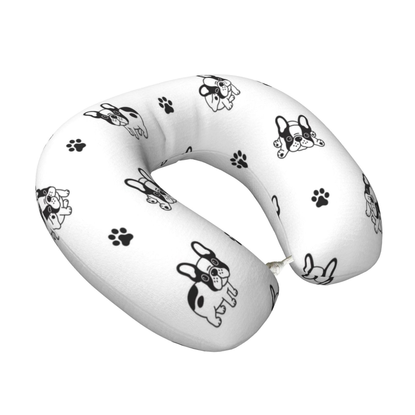 LKYMOH French Bulldog Paws, Travel Neck Pillow U-Shaped Memory Neck Support Soft Comfortable With Washable Cover For Airplane Car Traveling and Office