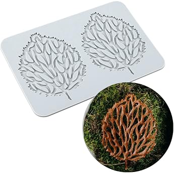 TUKE Lace Molds for Cake Decorating 3D Leaf Silicone Molds for Baking Rubber Molds Clay Fondant Lace Mats Flowers Honeycomb Bee Pattern for Sugar Chocolate Polymer Leaf_20.6 x 13.7 x