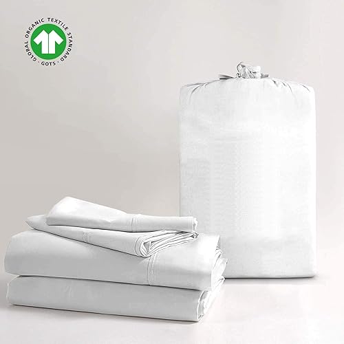 Miniatura 2 de Juego de sábanas de 100 % algodón orgánico con certificación GOTS, 800 hilos, 4 piezas, ecológicas, tejido de satén suave, se adapta a colchones de