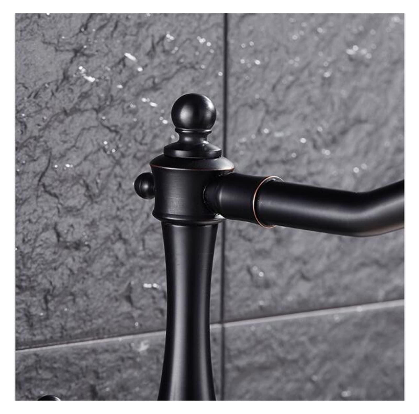 Kran umywalkowy, Bateria do umywalki Nowoczesne Złoty Kolor Deck Montaż Łazienka Mikser Bateria Wysoka obrotowa Bateria Łazienka Faucet(Nero)