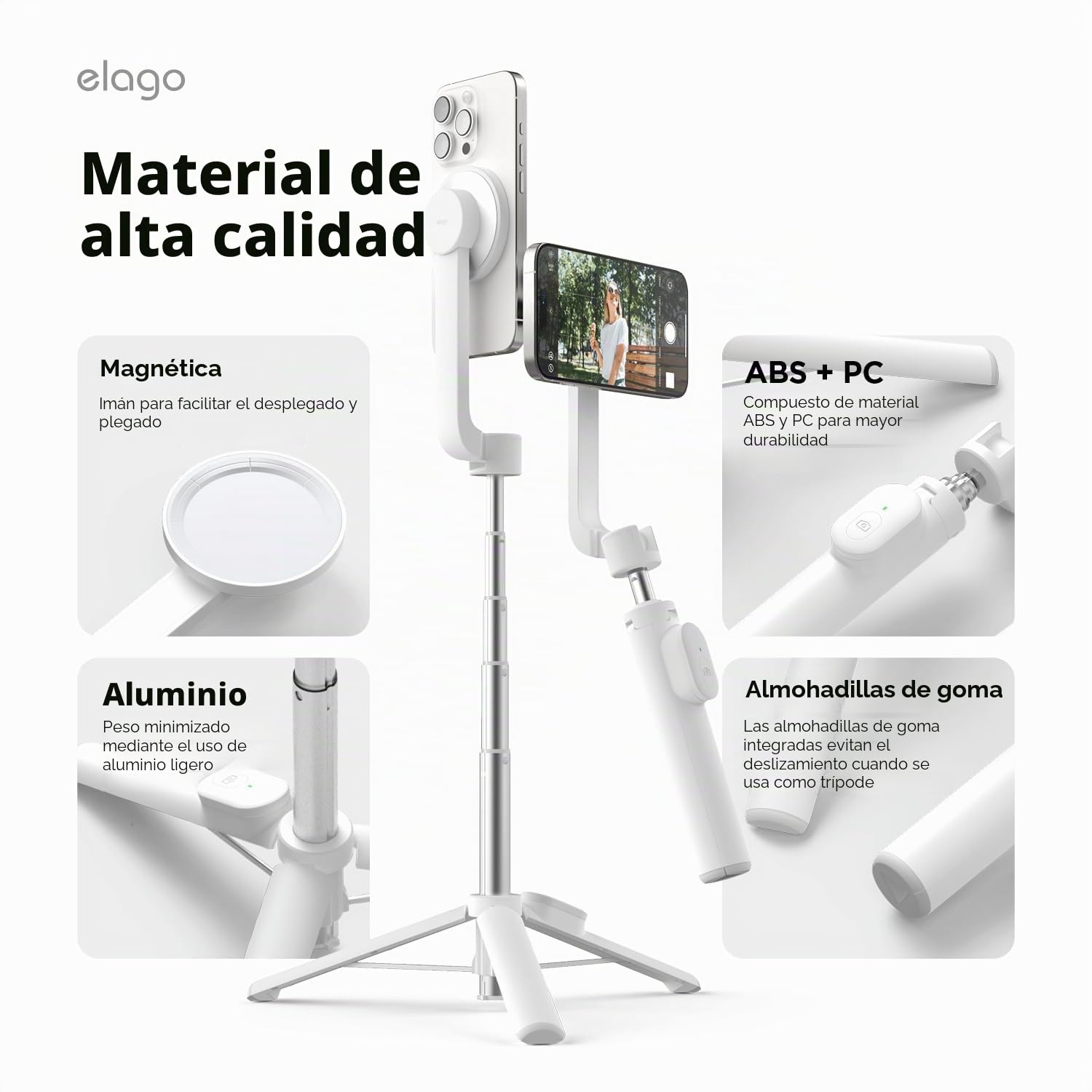 elago Trípode Palo Selfie Compatible con MagSafe para iPhone y Galaxy