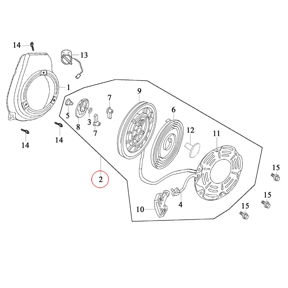 WilTec Pièces de Rechange Lanceur 1.8 KW (2.4CV) de Moteur à Essence 4 Temps Lifan 152