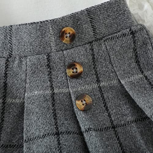 Toddler Girl Fall Winter Clothes Baby Mini Skirt Set Ruffle Turtleneck Solid Knit Pullover Tops Pu Leather Button Skirt (White,3-4T) #TOP4