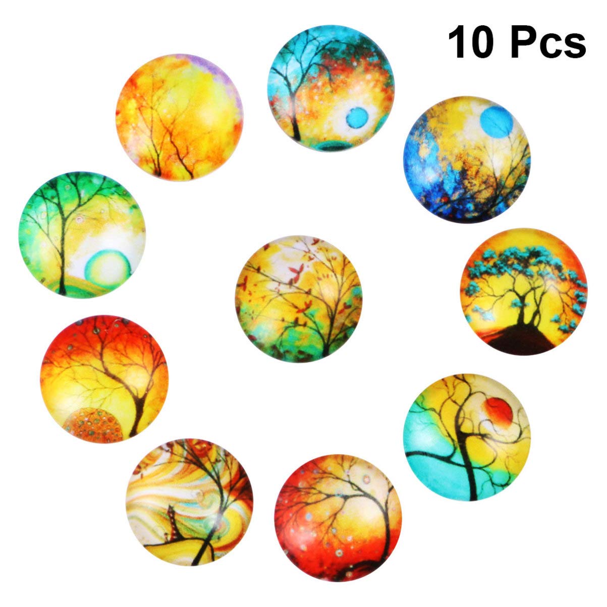 Adium 10pcs Glass Dome Cabochons Impression Iree Printed Half Round Snap Flat Back for Bezel Settings Jewelry Making 12mm'