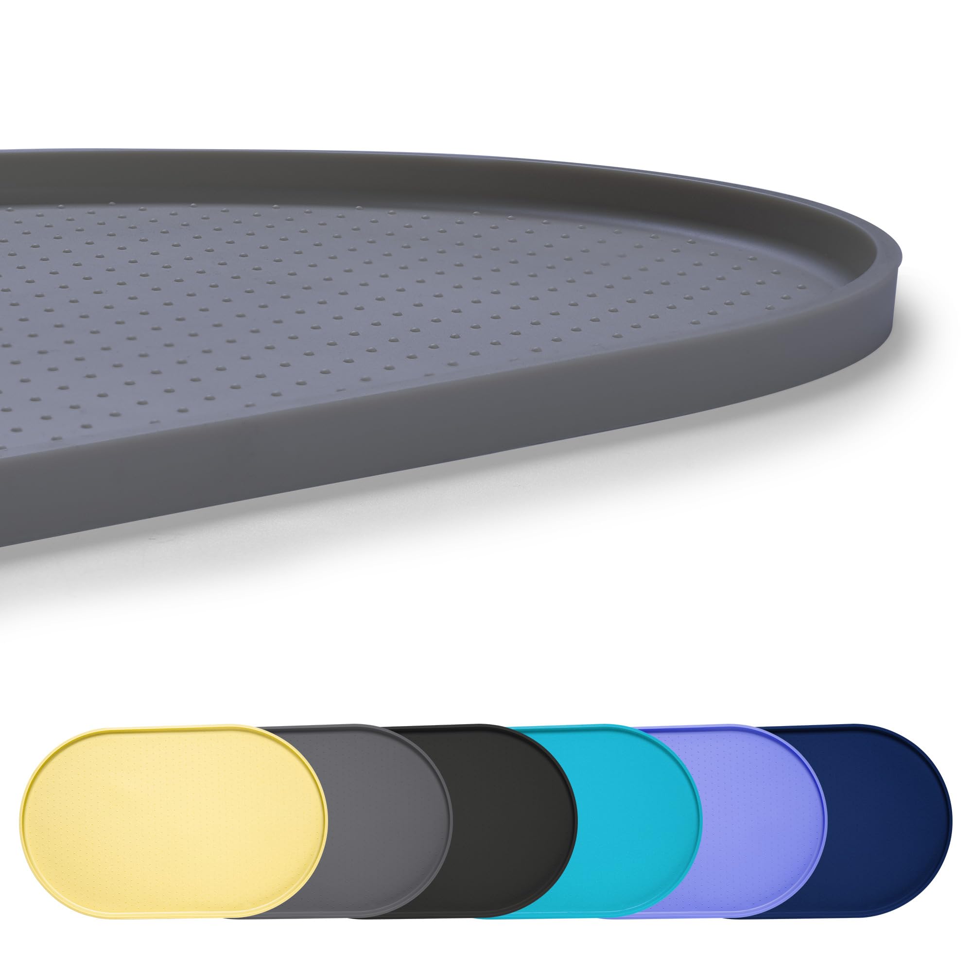 100% Waterproof 0.5" Raised Edge BPA Free Silicone Dog Food Mat, Pet Cat Feeding Mats Contain Spills Protects Floors, Placemats for Cats and Dogs Water Bowl Dishwasher. (Small, Gray)