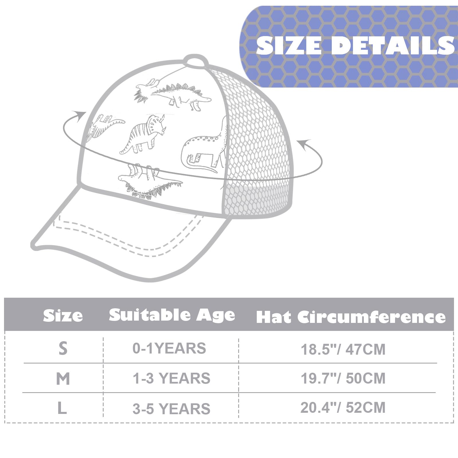 DRESHOW Maluch Bejsbolówka Czapka Dziecko Słońce Czapka Urocze Jednolity Kolor & Dinozaur Wzór Czapki Unisex Dziecko Trucker Czapki Niemowlę Maluch Dziecko Czapki dla Chłopcy Dziewczynki