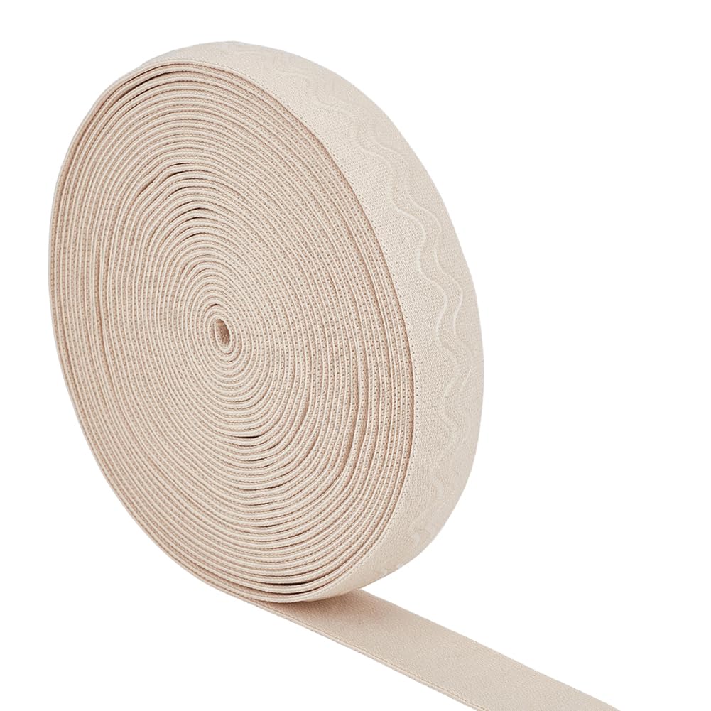 BENECREAT Fascia Elastica Antiscivolo In Silicone Bianco Antico 26mm 9.14m, Doppie Strisce di Elastico Antiscivolo, Cinghie Elastiche per Fai Da Te, Cucito, Artigianato, Sport
