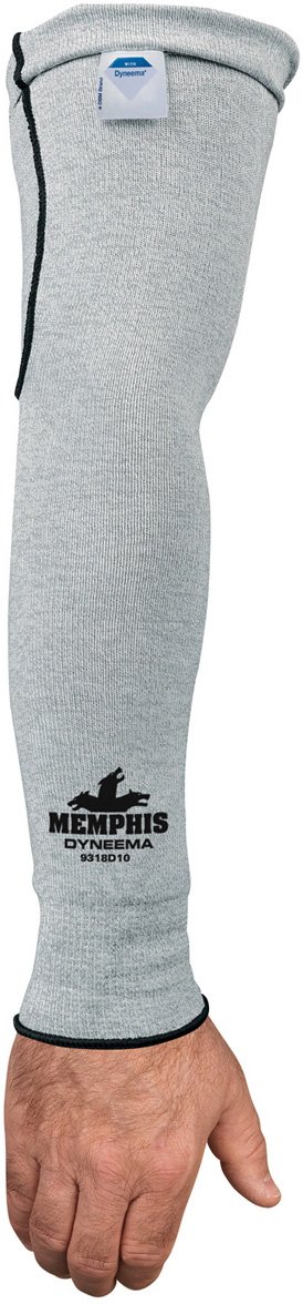 MCR Safety9318D10 Memphis 10 Gauge Dyneema Sleeve, Gray, 18-Inch