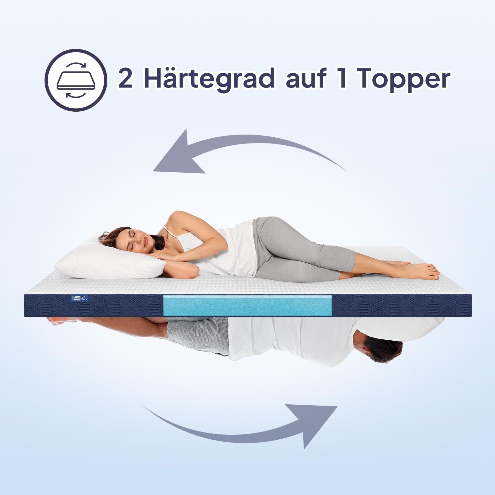 BedStory Topper 180x200cm, 10cm Höhe Matratzentopper aus Gel Memory Foam, H3&H4 atmungsaktiver Topper mit abnehmbarem Bezug für Mattress Boxspringbett Schlafsofa, Oeko-TEX Zertifiziert