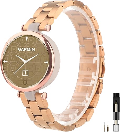 Miimall Correa de metal compatible con Garmin Lily 12 Active Band para mujer, ligera, delgada, de acero inoxidable, pulsera de repuesto elegante y
