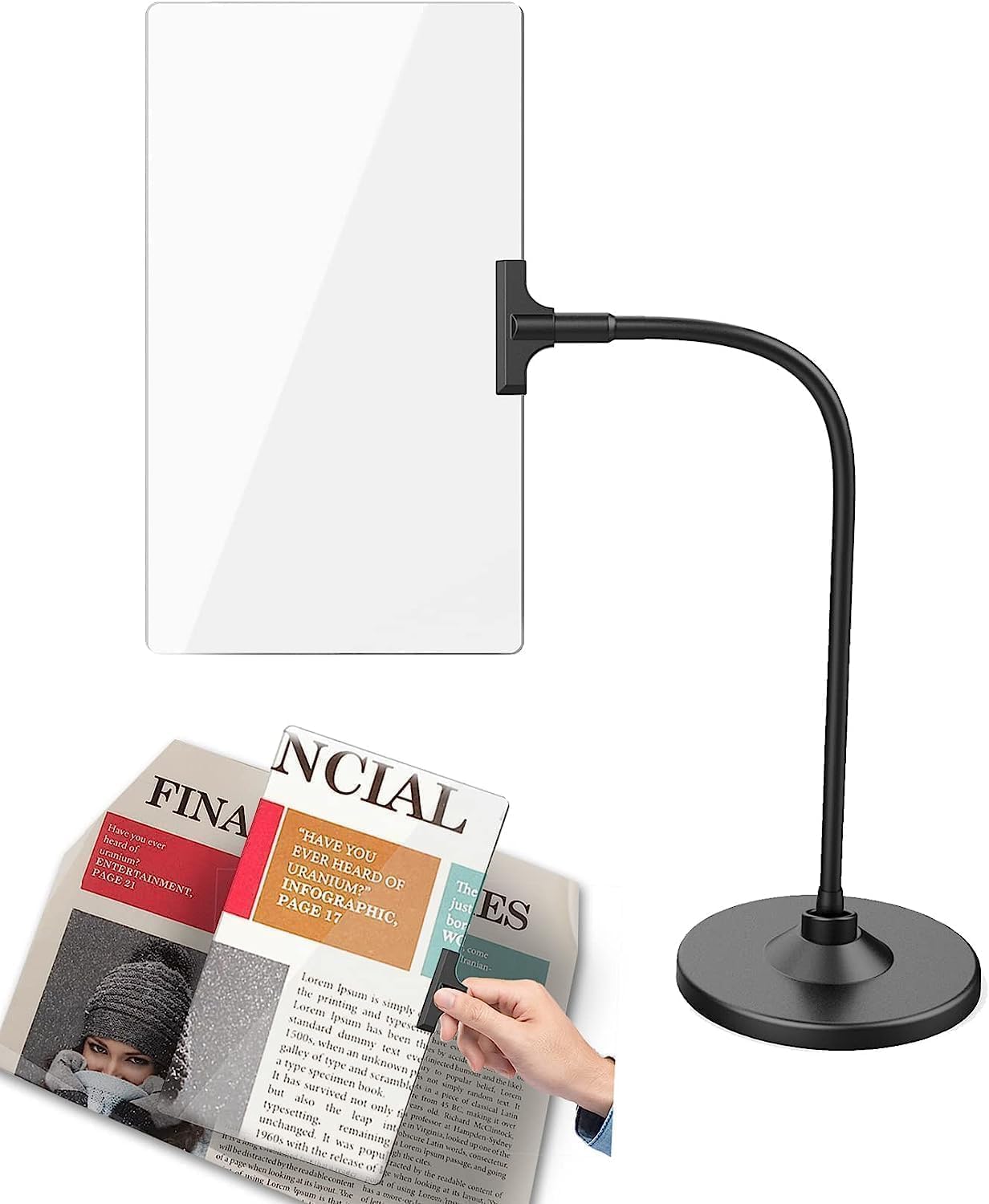 4X Magnifying Glass for Seniors Reading, 10"x6" Flexible