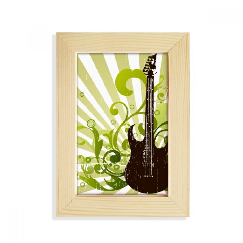 Guitarra música diseño de escritorio marco de fotos madera verde 5x7 pulgadas