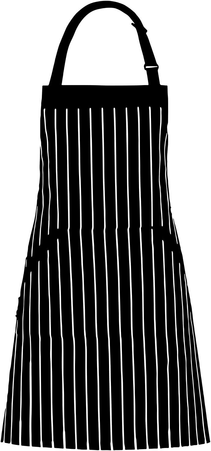 Adjustable Bib Cotton Aprons - Adjustable Neck Strap with Extra Long Ties with 2 Pockets for Cooking, Commercial Grade Water Resistant Apron for Women & Men - Black/White Pinstripe 33x27 Inches