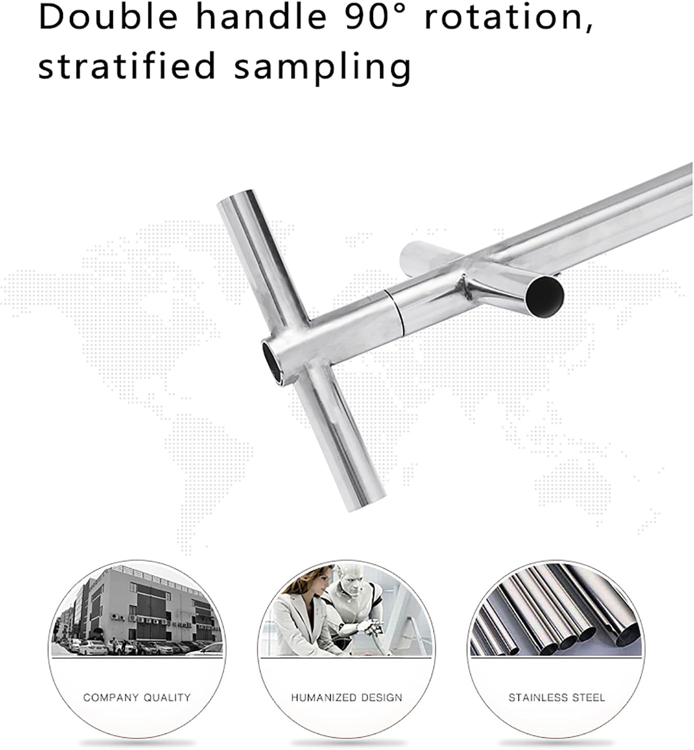 Soil Sampling Tool - 40 Inch Stainless Steel Grain Sampler Probe with Double Tube Handle Design, Rotatable Sampling, Durable 304 Stainless Steel for Grain and Soil Testing