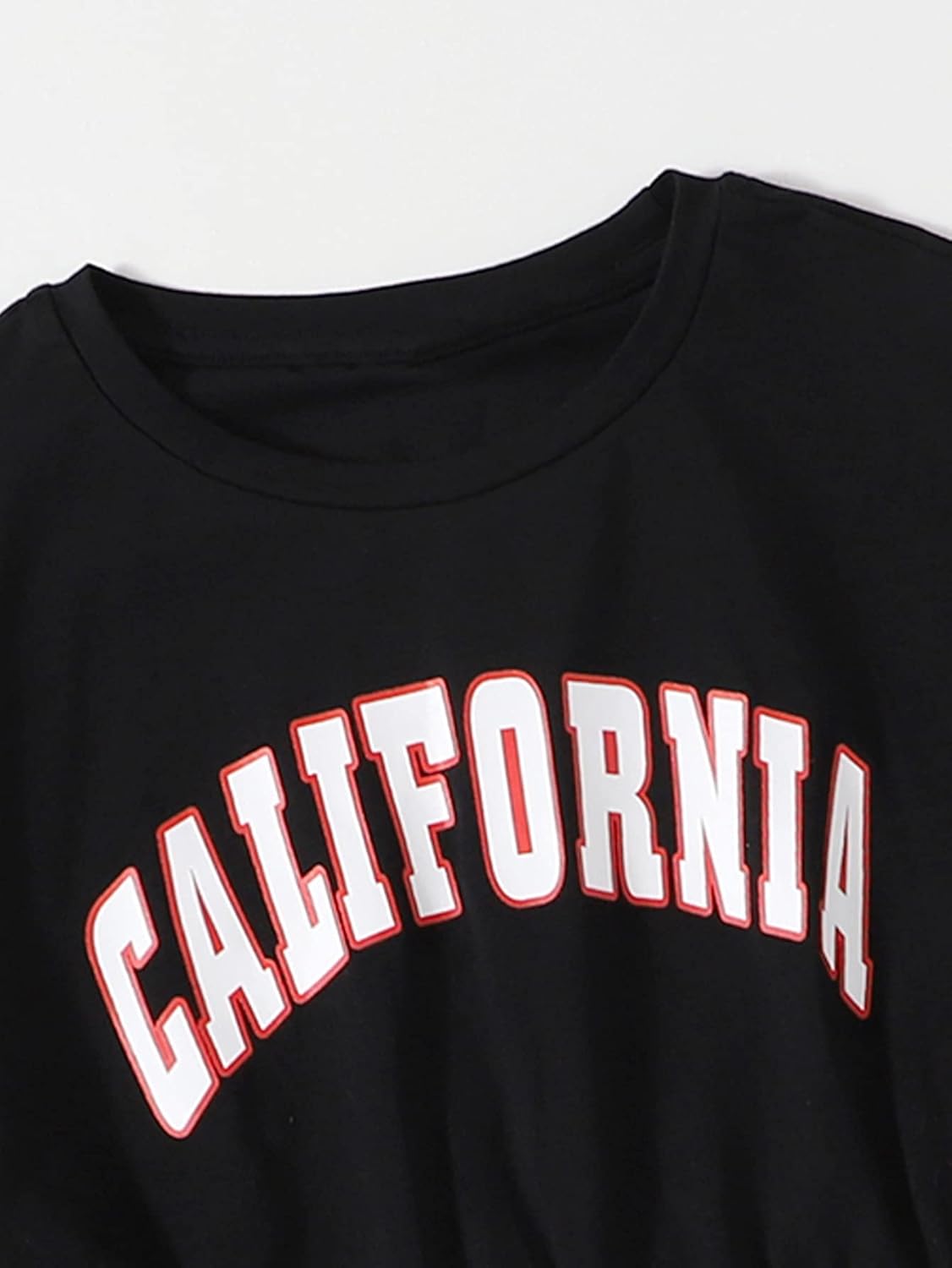 SHENHE Girl's Short Sleeve Letter Graphic 2Pcs Crop Top and Track Shorts Set - Image 3