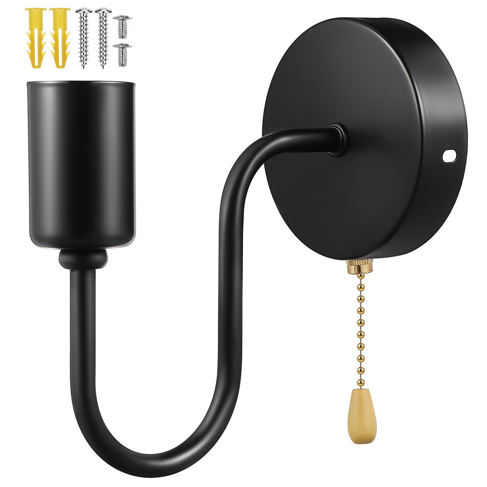 Aplique de hierro E26 Toyvian exterior con interruptor de cadena resistente 8