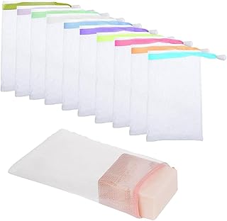 أكياس الصابون الشبكية، أكياس صابون مقشرة، شبكة رغوية لصابون الوجه والجسم، لتوفير تنظيف رغوي فعّال للبشرة، 10 قطع