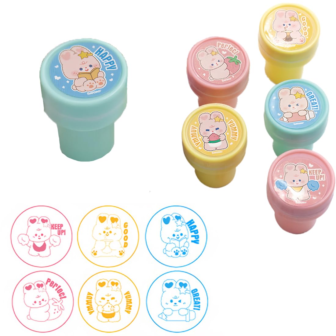 Set 6 Timbri Insegnanti Con Faccine - Timbri Autoinchiostranti Per Scuola E Compiti - Foto 10