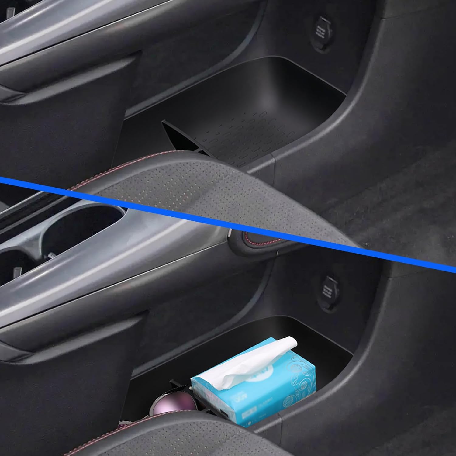 smabee Boîte de rangement inférieure pour console centrale Smart #3 - Plateau de rangement inférieur en TPE - Accessoires d'intérieur de voiture - Noir