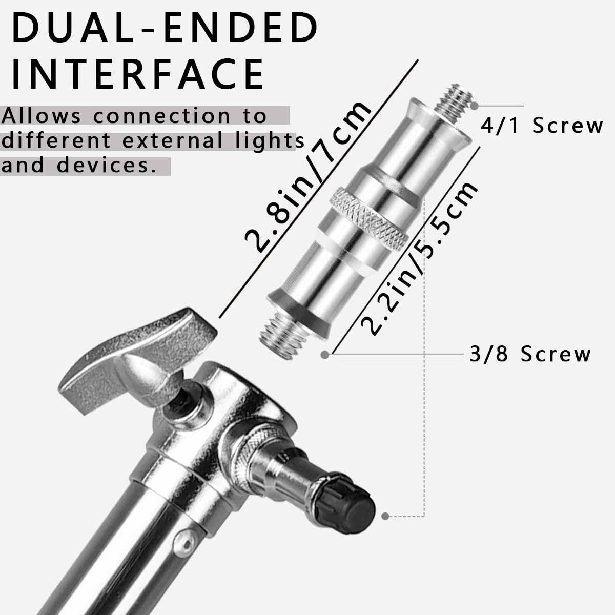 4 Pieces Standard 1/4 to 3/8 inch Metal Male Convertor Threaded Screw Tripod Adapter Spigot Stud for Flash Holder, Studio Light Stand, Ball Head, Hotshoe/Coldshoe Adapter, Wireless Flash Receiver