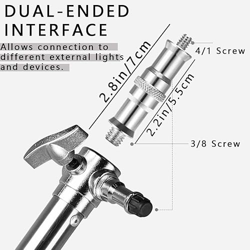 Miniatura 2 de Adaptador de trípode de tornillo roscado, convertidor de metal estándar de 1/4 a 3/8 pulgadas, adaptador de espiga para soporte de flash, soporte
