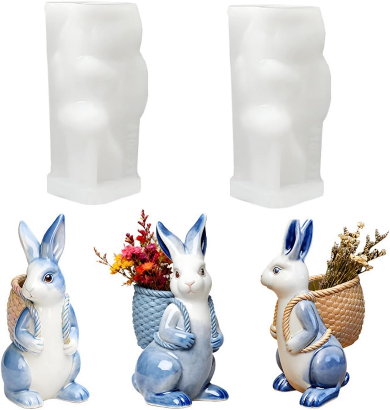 2 St ck Osterhasenkorb-KerzenformSilikonformen Gie formen Ostern Kerzenform Hasen Gie form Osterhase Kerzen Formen Silikon Ostern f r Epoxidharz Gips Kerzen Handwerk