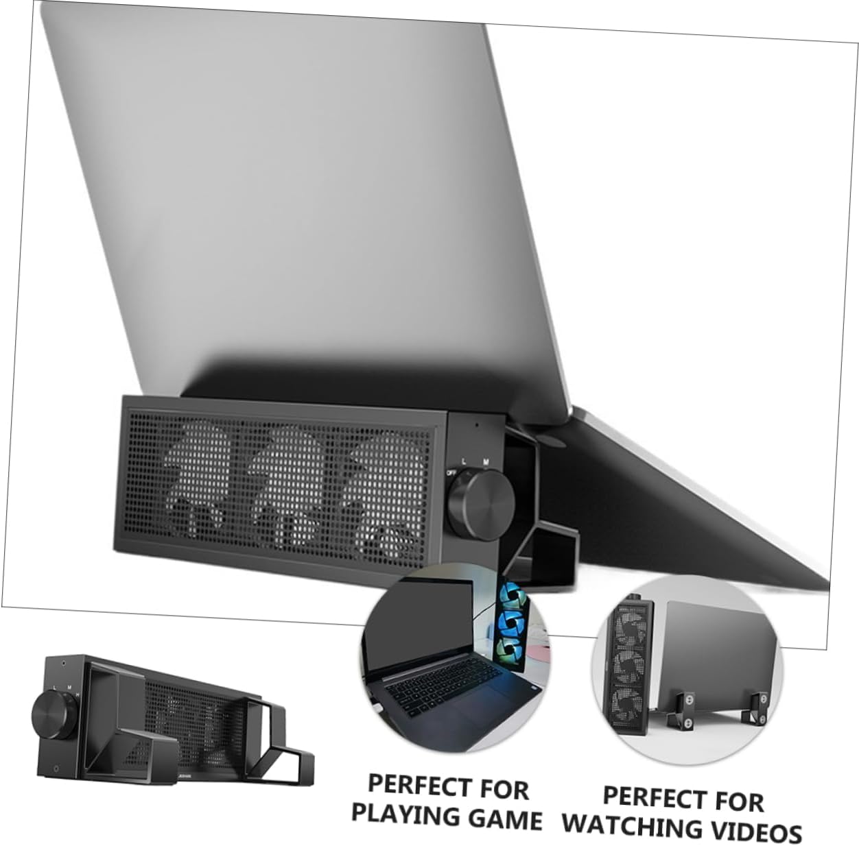 jojofuny RGB Adjustable Laptop Cooling Pad Heightened Stand for Gaming Laptops Professional Notebook Cooler 3-Speed Fan Ergonomic Design for Desk Use