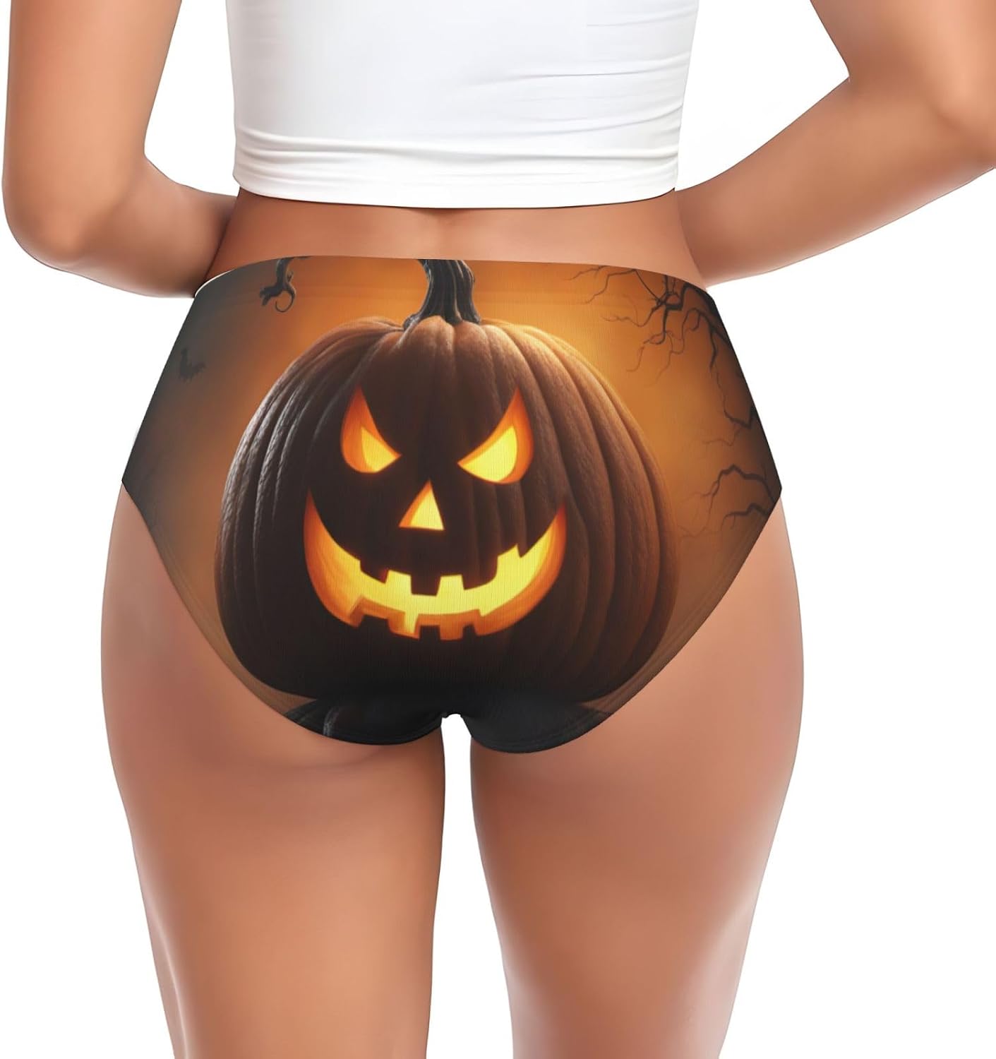 Halloween Ghost Pumpkin Print Women'S Briefs Underwear,Comfortable Panties For Women,Everyday Essential