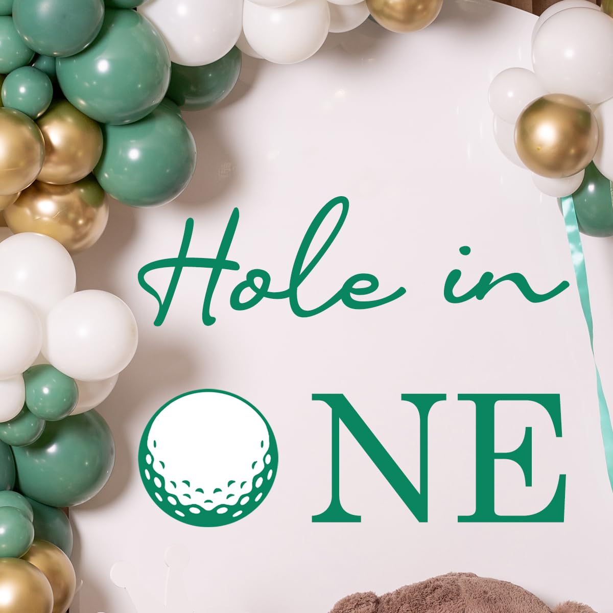 Golf Wall Decal, Hole in One Birthday Backdrop Decals，First Golf Themes Birthday Party Decoration, for Balloon Arch, Golf Baby Shower Party, Baby Boy