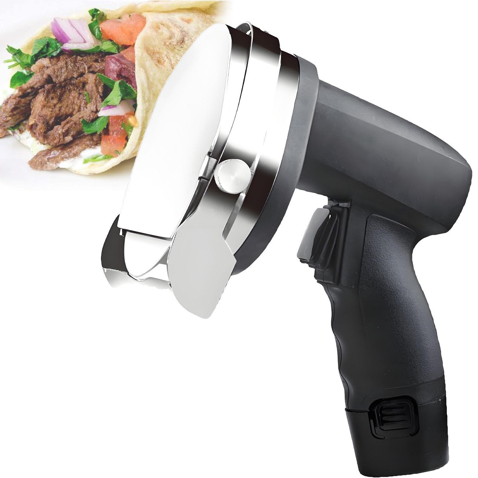 Affettatrice Kebab elettrica, 80 W, Senza Fili, Spessore da 1-8 mm