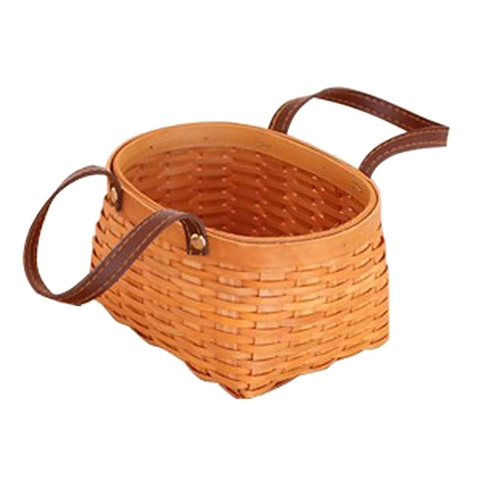 Wlrdpupje Natural Picnic Basket Woven Bamboo Outdoor Picnic Party Barbecue Storage Basket For Picnic Camping Outdoor(17X13.5x10cm)