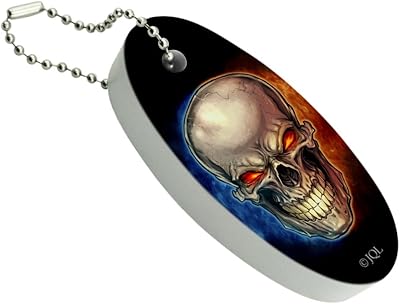 GRAPHICS & MORE Skull Blue Red Flaming Glowing Eyes Floating Keychain Oval Foam Fishing Boat Buoy Key Float