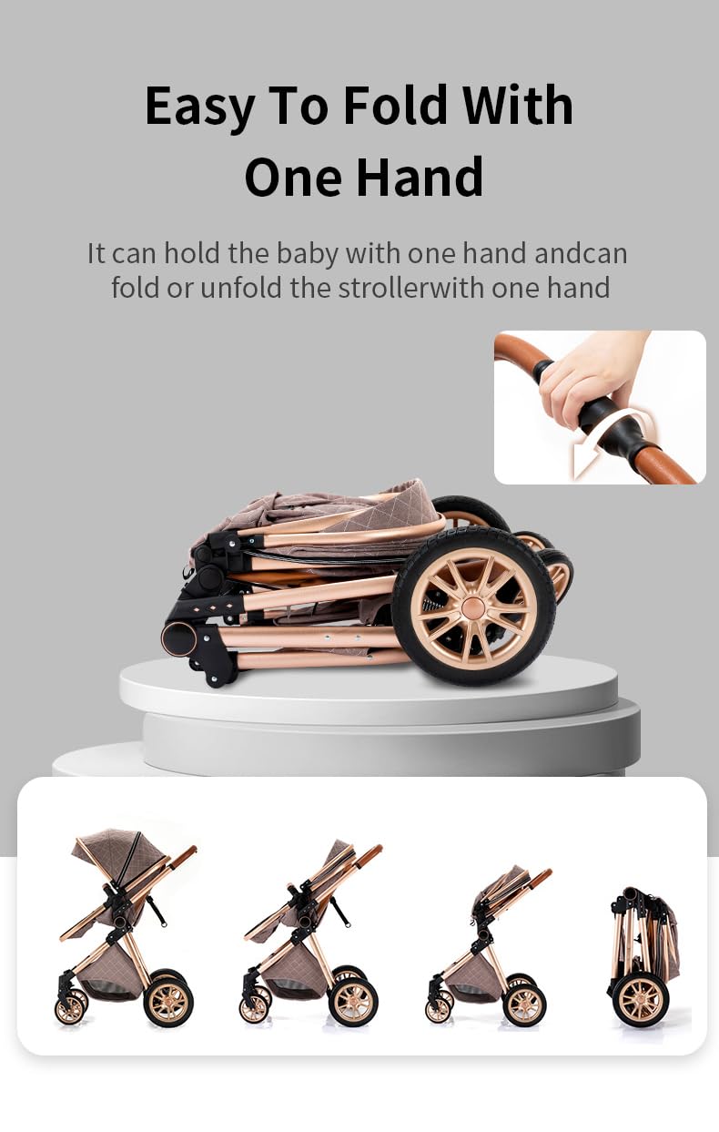YAZOCO Carrito de Bebé 3 en 1, Plegable Carricoche de 3 Piezas, Cambiador, Cubrepiés, Mosquiteros, Cubiertas de Lluvia, Accesorios de Asiento (L V9 Gris oscuro)