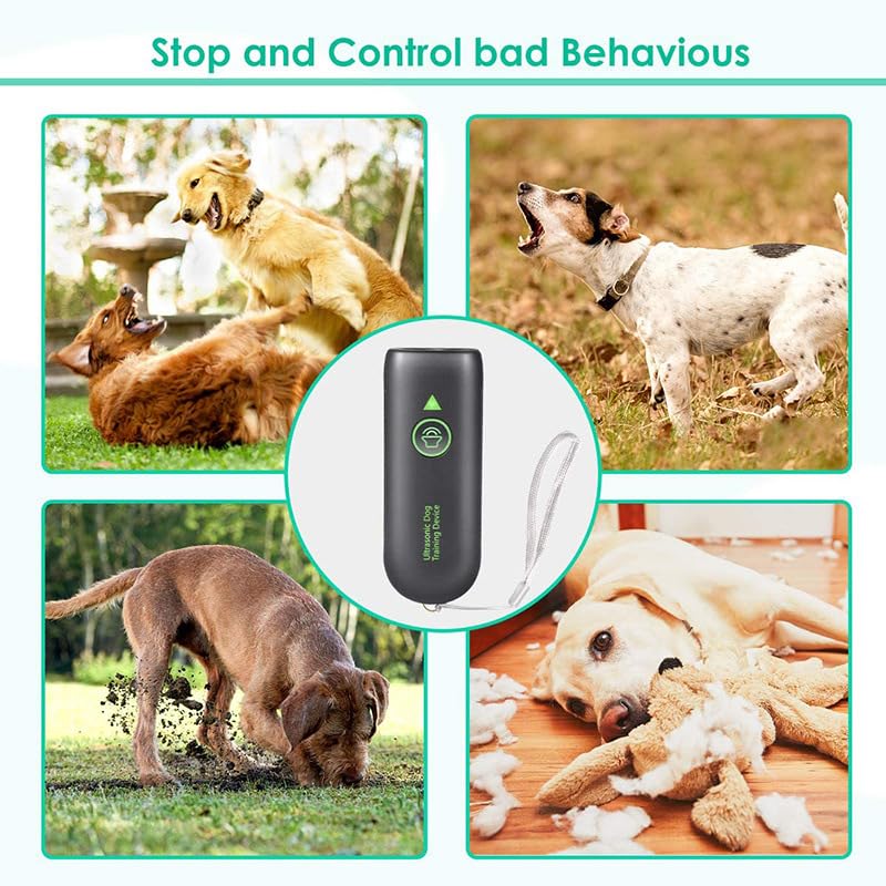 Dispositivo anti abbaio per addestramento del comportamento del cane, a frequenza variabile, deterrente per la corteccia del cane, 16,4 m, efficace gamma di controllo, 100% sicuro per interni