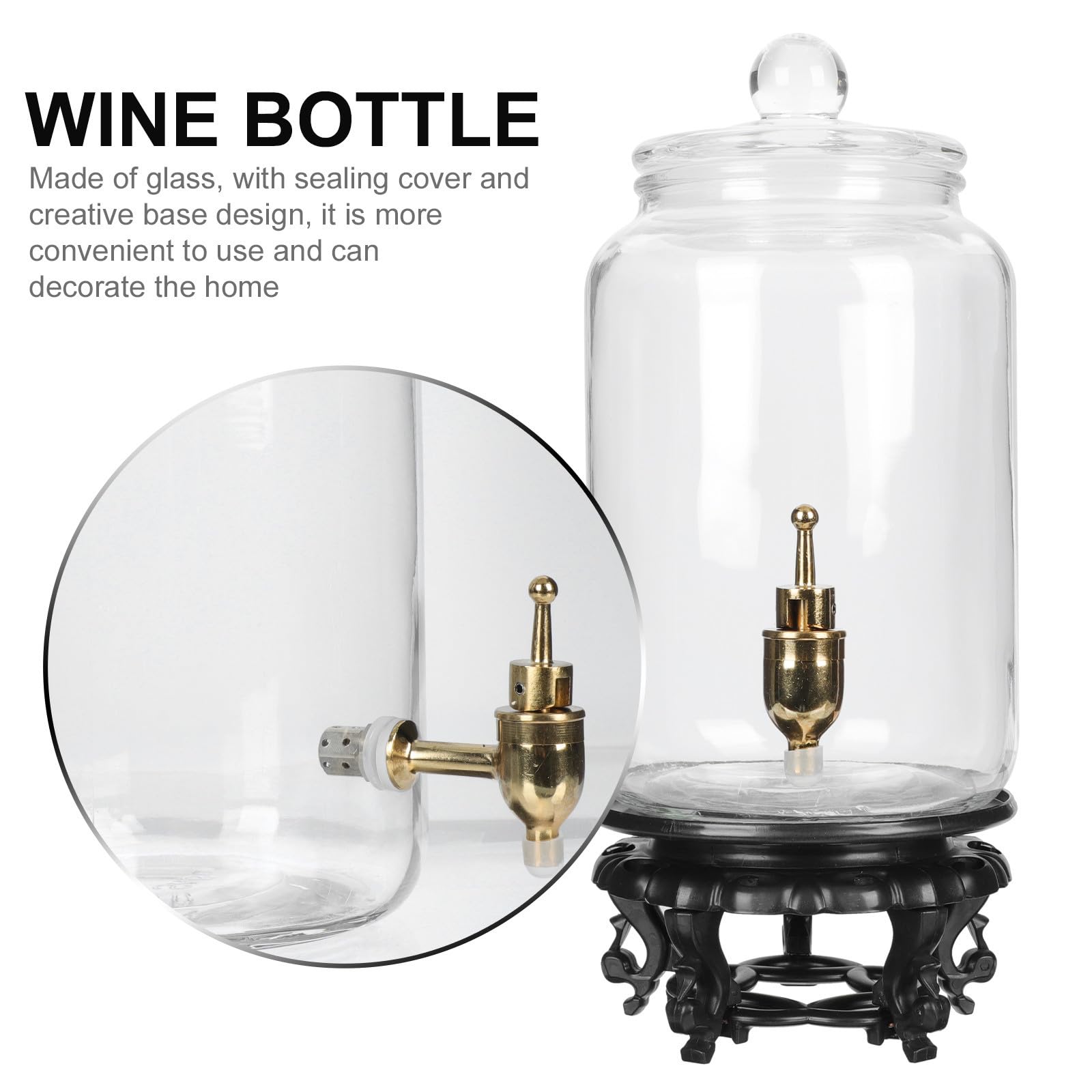 Abaodam Transparenter Glas Braubehälter 2,5l mit Zapfhahn und Abs Boden Versiegelte Weinflasche für Indoor und Outdoor zur Saft und Weinbereitung