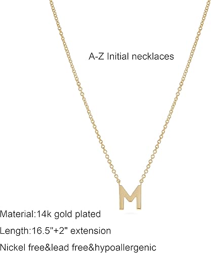Miniatura 5 de Collares con Iniciales para Mujer, Collar de Letra de Oro de 14k Chapado en Oro Delicado, Collar Pequeño con Colgante de Inicial, Collar