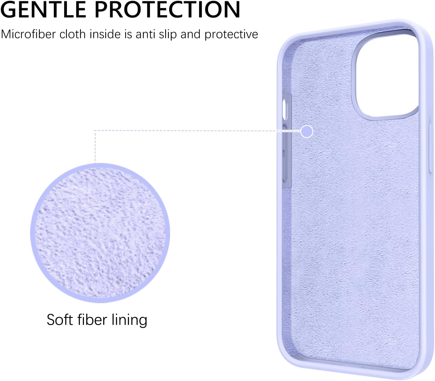 GUAGUA Compatible with iPhone 13 Pro Max Case 6.7 Inch Liquid Silicone Soft Gel Rubber Slim Thin Microfiber Lining Cushion Texture Cover Protective Phone Case for iPhone 13 Pro Max Lilac Purple
