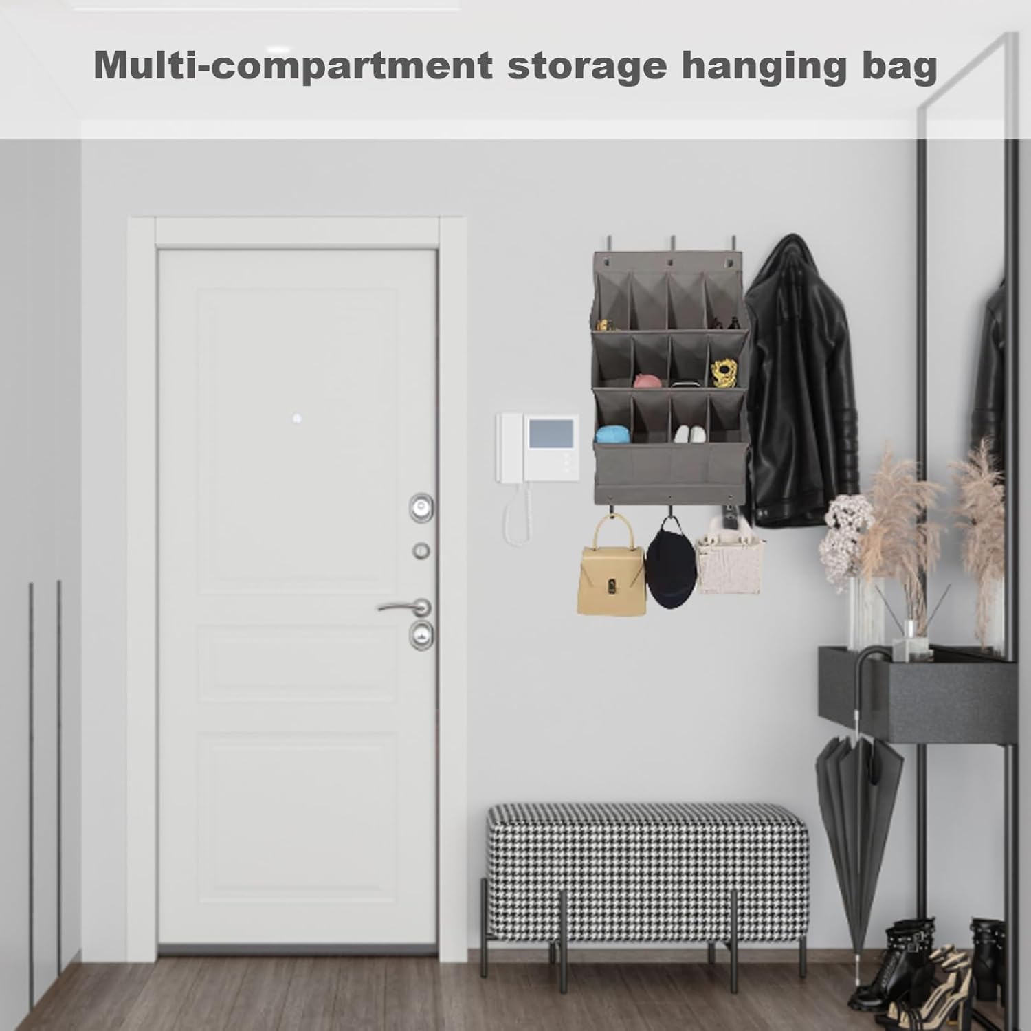 Over Door Shoe Storage with 12 Pockets All-Purpose Wall Mounted Hanging Shoe Storage 600D Oxford Over Door Shoe Organizer for Closet and Dorm Door, Over Door Shoe Rack, Standard