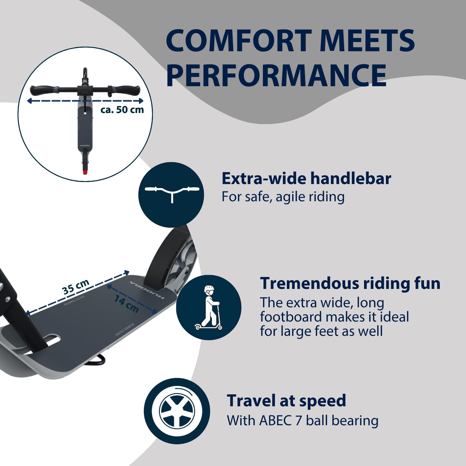 HUDORA BigWheel 230 Advanced Scooter – stabilna hulajnoga aluminiowa o wadze do 120 kg – cicha i składana hulajnoga miejska ze stojakiem i dzwonkiem – hulajnoga dla dzieci/młodzieży i dorosłych